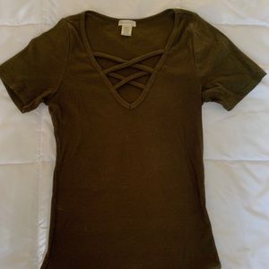 ribbed v-neck tee
